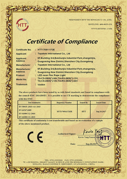 China Shenzhen Vasten lighting Co.,ltd certificaten